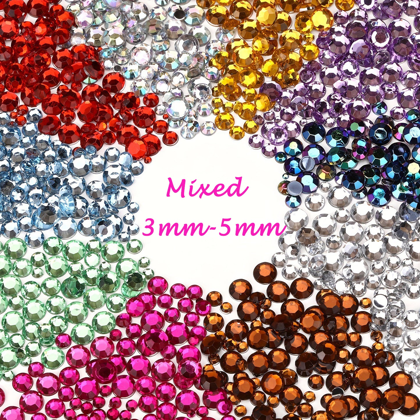 【A131】Silver Back Resin Rhinestones flatback, 3mm-5mm Mixed, DIY, Nail Art, Tumbler