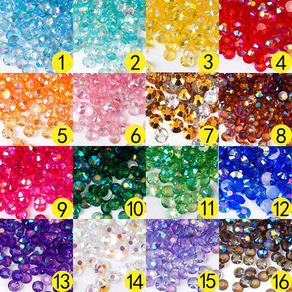 【A126】 Mixed Size 3mm-5mm Transparent AB Resin Rhinestones Flatback Gems