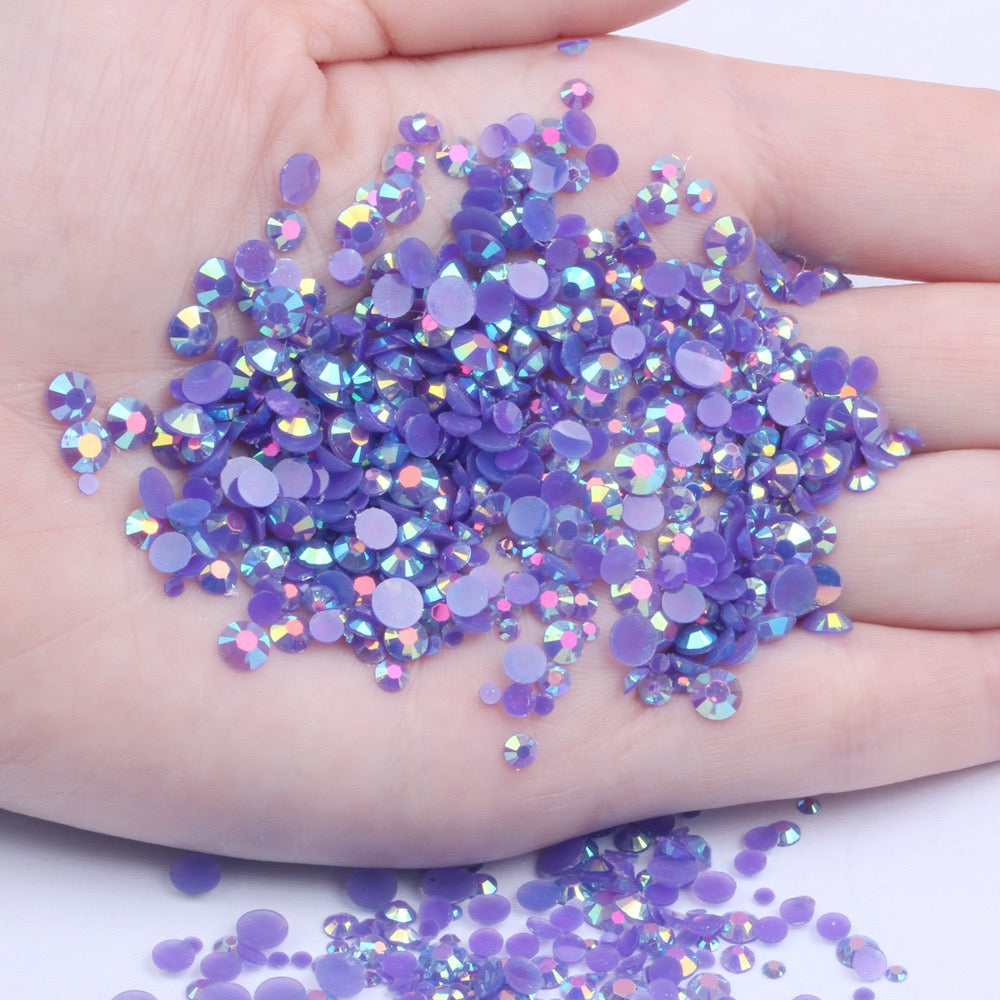 【A128】 Mixed 3mm-5mm Jelly AB Flatback Resin Rhinestone Gems