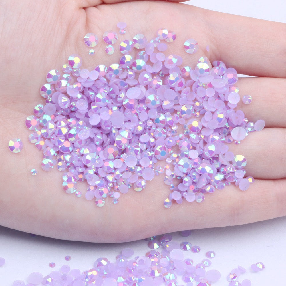 【A128】 Mixed 3mm-5mm Jelly AB Flatback Resin Rhinestone Gems