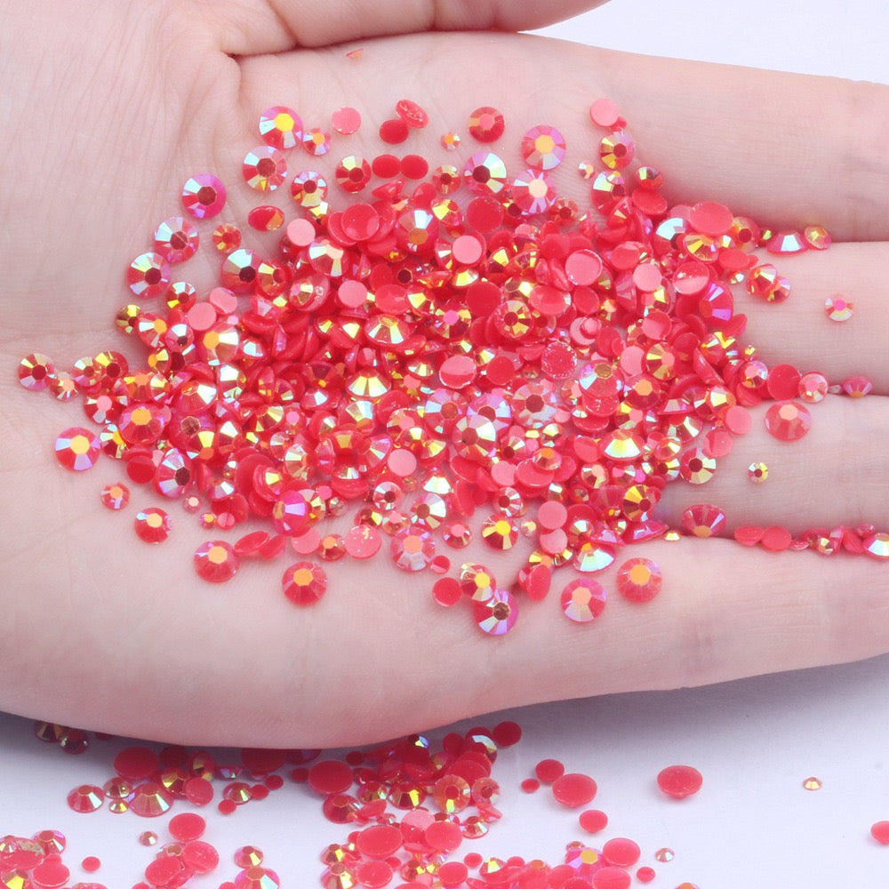 【A128】 Mixed 3mm-5mm Jelly AB Flatback Resin Rhinestone Gems