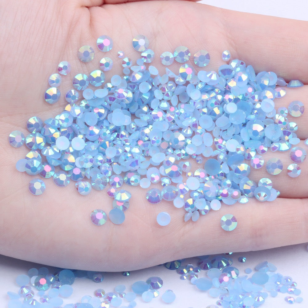 【A128】 Mixed 3mm-5mm Jelly AB Flatback Resin Rhinestone Gems