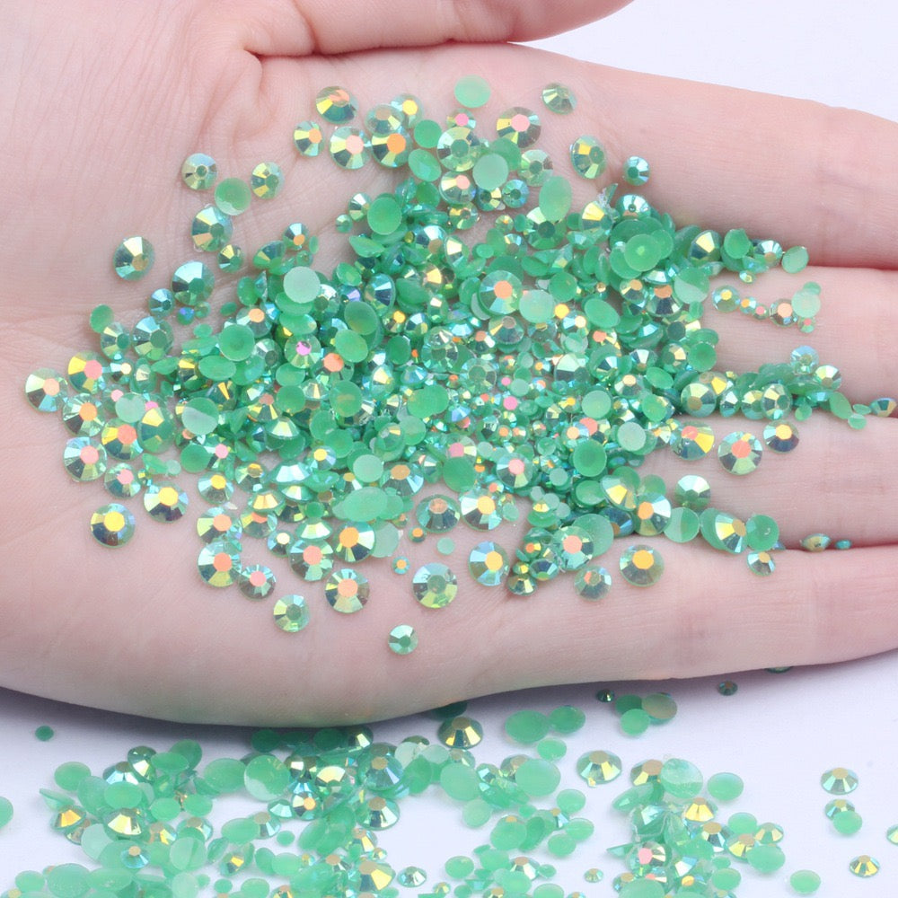 【A128】 Mixed 3mm-5mm Jelly AB Flatback Resin Rhinestone Gems