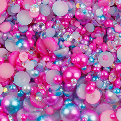 NEW【A139】Half Pearl and Rhinestones mix | Flat back pearls |Mixed colours and size| 3-10mm