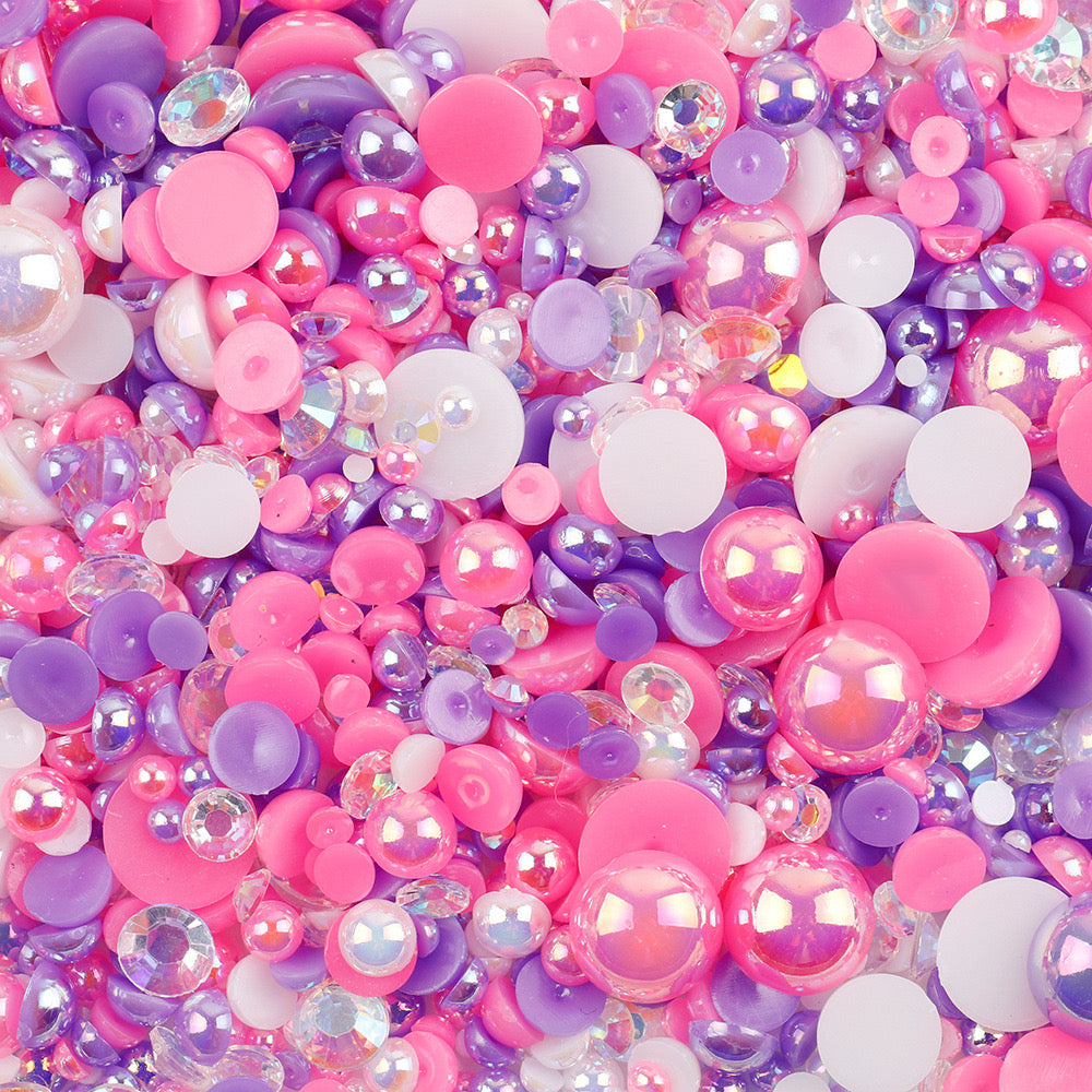 NEW【A139】Half Pearl and Rhinestones mix | Flat back pearls |Mixed colours and size| 3-10mm