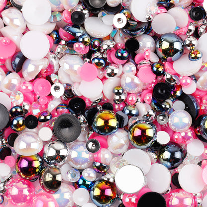 NEW【A139】Half Pearl and Rhinestones mix | Flat back pearls |Mixed colours and size| 3-10mm